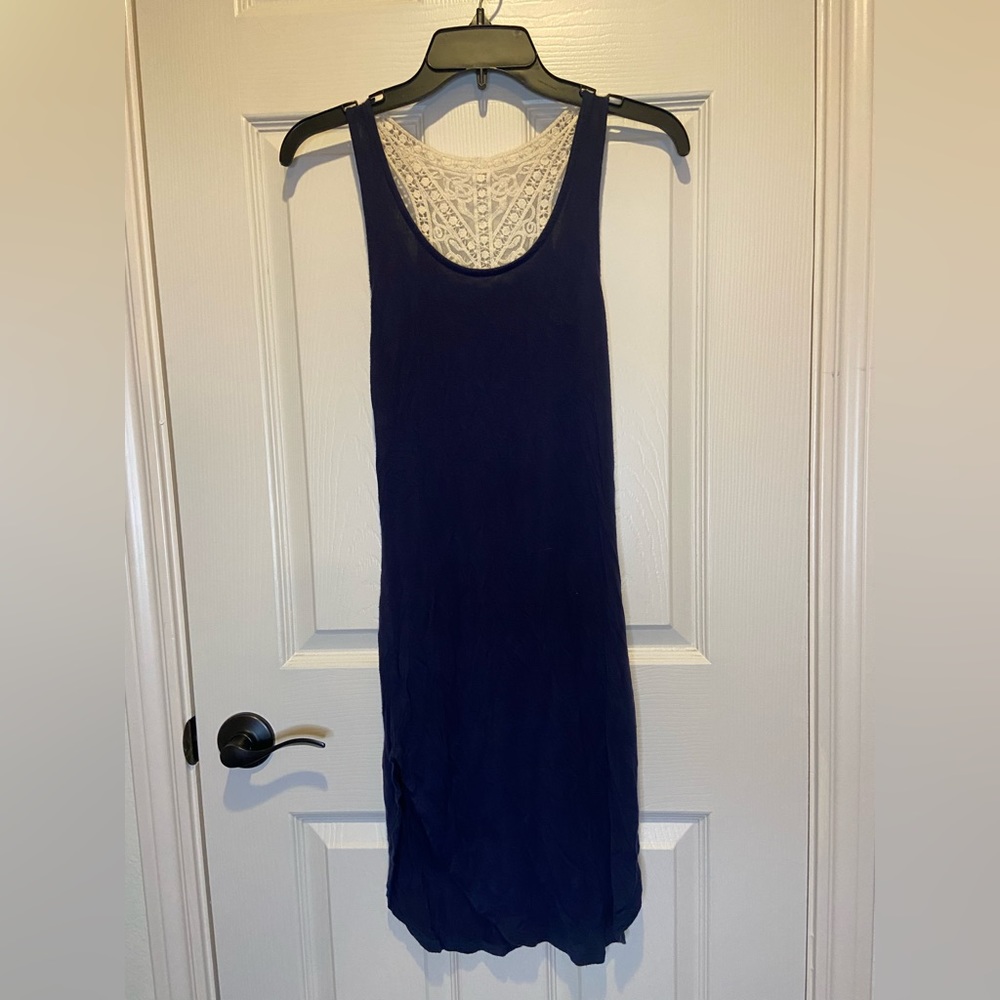 Size 5 navy blue lace back beach cover up dress